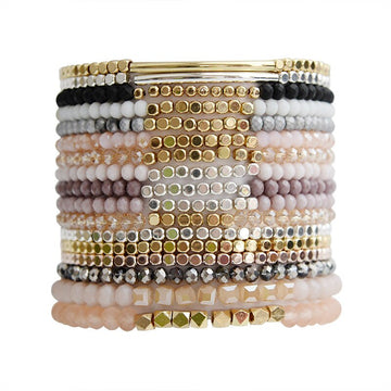 8Seasons Fashion Multicolor Crystal Strand Bracelets For Women Wedding Party Gold Color Acrylic Copper Beads Bangles Jewelry daiiibabyyy